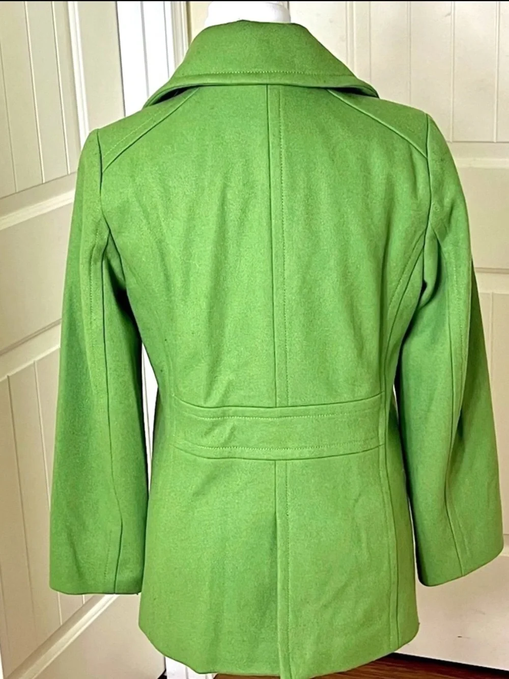J.Crew Vintage Wool Thinsulate Pea Coat Jacket Size S Bright Green